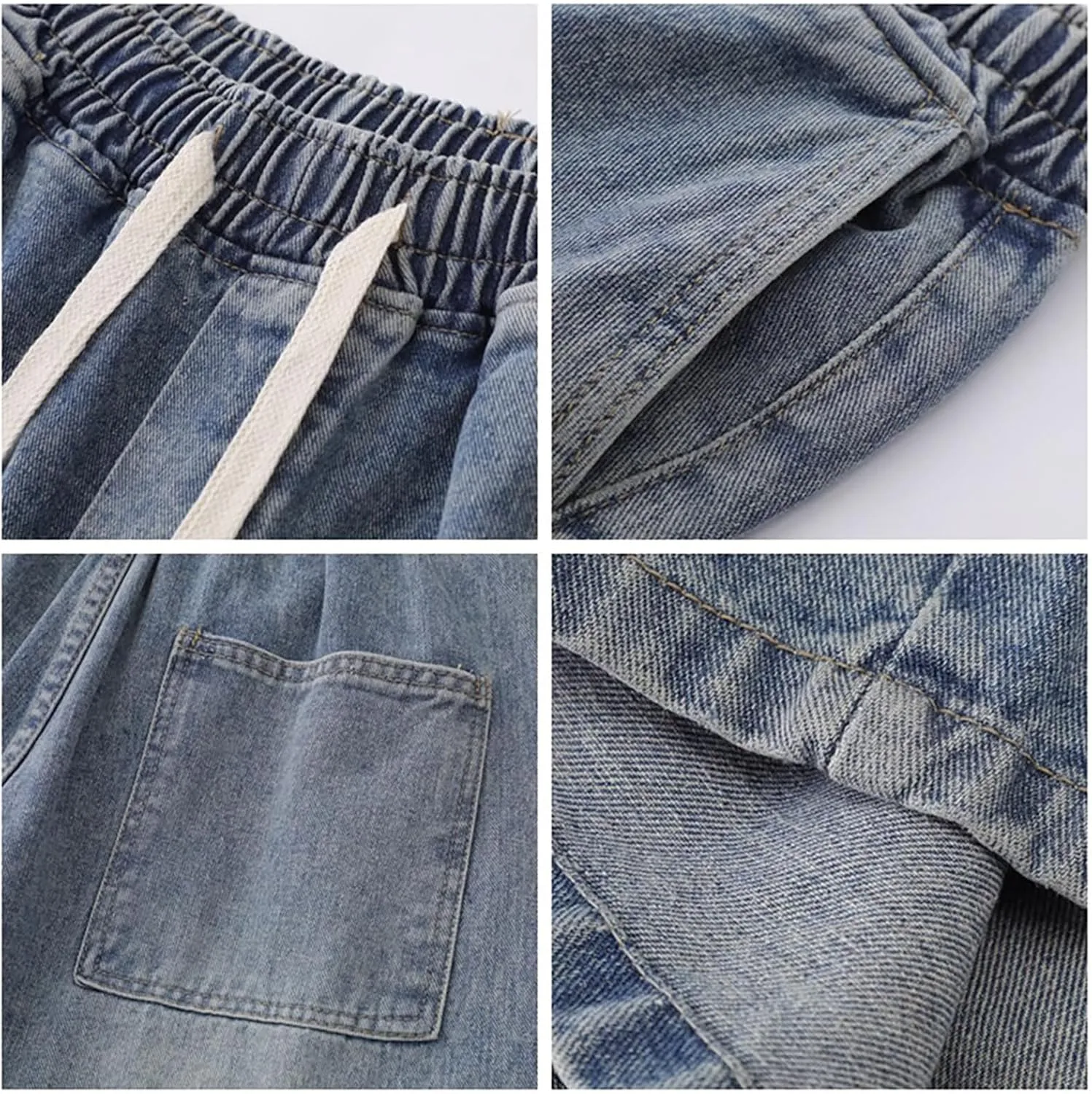 Women's Y2K Star Pants Elastic Waist Drawstring Casual Sporty Baggy Shorts with Pockets