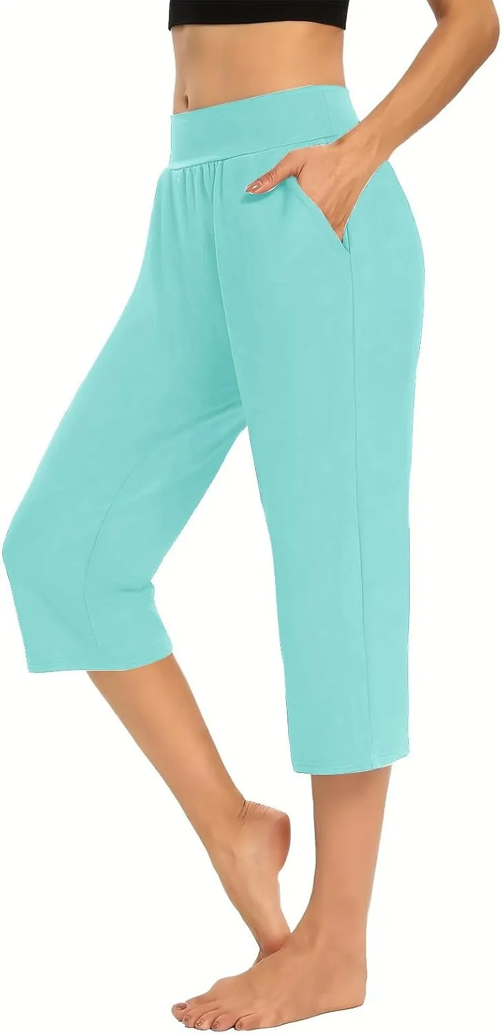 Women's Yoga Pants High Waist 2 Piece Yoga Pants Fashion Tummy Control Leggings Loose Fit Casual Work Pants