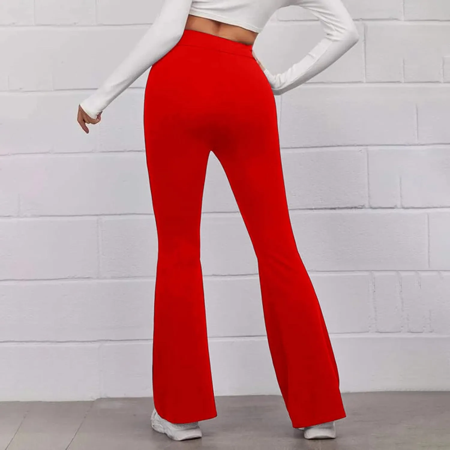 Yoga Flared Pants for Women High Waisted Bootcut Workout Tummy Control Leggings Trendy Stretchy Athletic Trousers