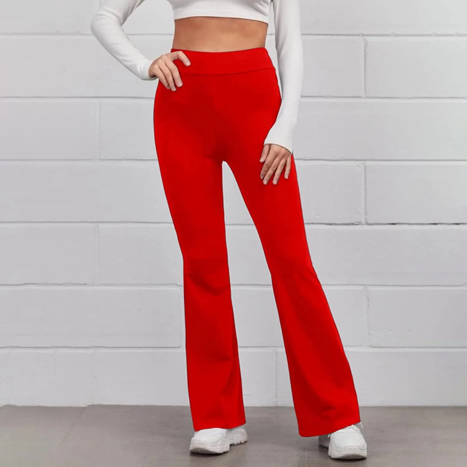 Yoga Flared Pants for Women High Waisted Bootcut Workout Tummy Control Leggings Trendy Stretchy Athletic Trousers