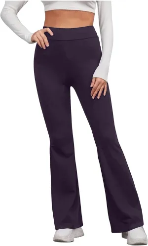 Yoga Flared Pants for Women High Waisted Bootcut Workout Tummy Control Leggings Trendy Stretchy Athletic Trousers