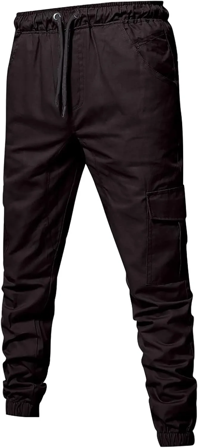 Yoga Pants for Men Warm Pants Exercise Pants Fashion Casual Solid Color Elastic Pocket Overalls Pants