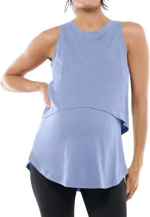 ZDC Women's Maternity Nursing Tank Tops Sleeveless Double Layer Breastfeeding Shirts Summer Pregnancy Clothes