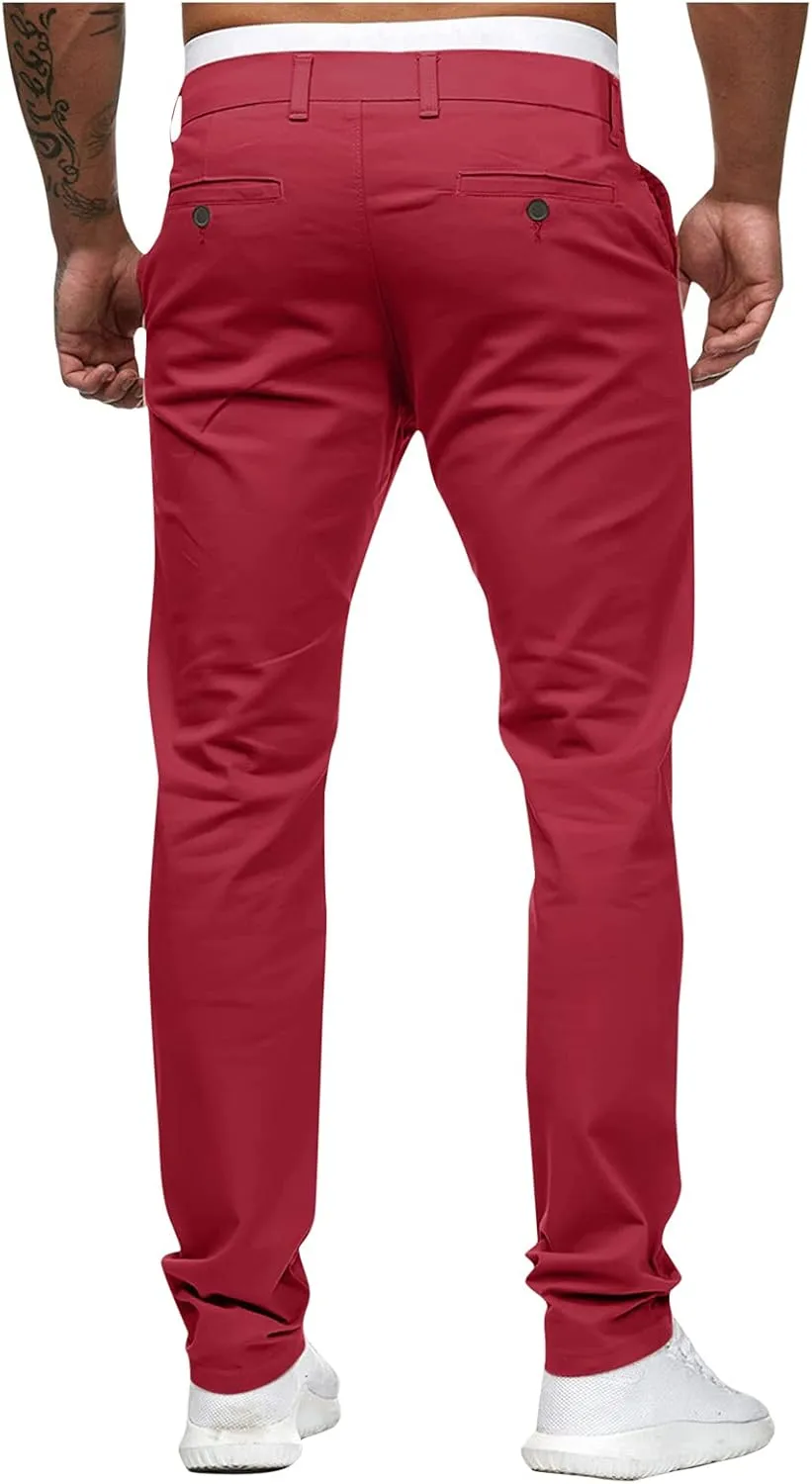 ZYXTIM Men's Slim-Fit Wrinkle-Resistant Flat-Front Button Casual Tapered Chino Pant Athletic Jogger Golf Cargo Work Pants