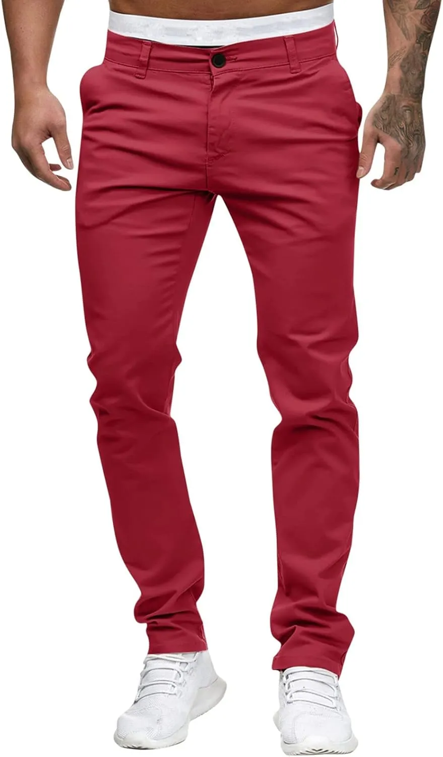 ZYXTIM Men's Slim-Fit Wrinkle-Resistant Flat-Front Button Casual Tapered Chino Pant Athletic Jogger Golf Cargo Work Pants