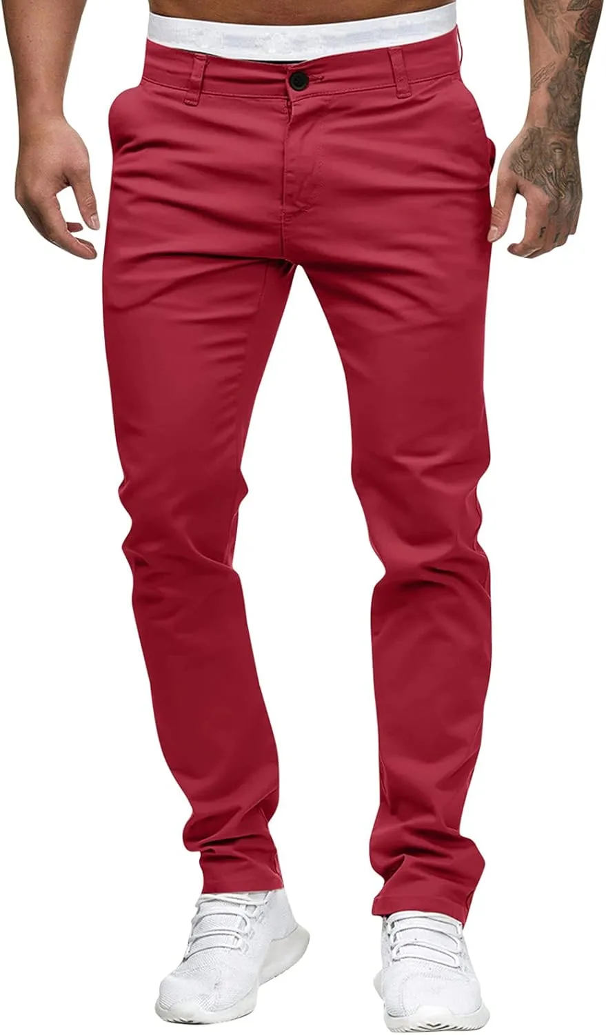 ZYXTIM Men's Slim-Fit Wrinkle-Resistant Flat-Front Button Casual Tapered Chino Pant Athletic Jogger Golf Cargo Work Pants