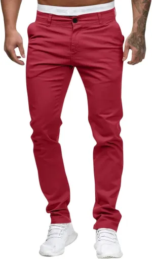 ZYXTIM Men's Slim-Fit Wrinkle-Resistant Flat-Front Button Casual Tapered Chino Pant Athletic Jogger Golf Cargo Work Pants